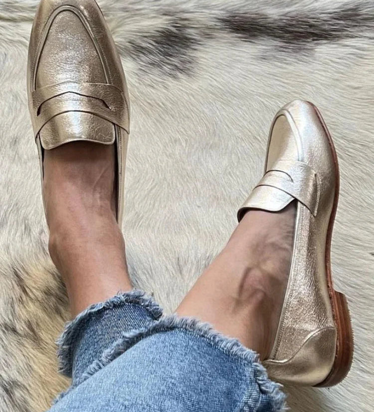 Callistia | Metallic Gold Loafers