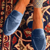 Noemi | Blue Suede Loafers