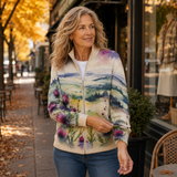 Averil | Scottish Thistle Zip-Up Cardigan