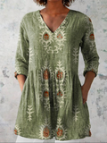 Elise | Soft Green Print V-Neck Blouse