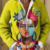 Iona | Chartreuse Embroidered Portrait Cardigan