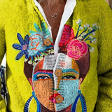 Iona | Chartreuse Embroidered Portrait Cardigan