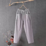 Classic Cotton Linen Trousers with Elasticated Waist