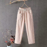 Classic Cotton Linen Trousers with Elasticated Waist