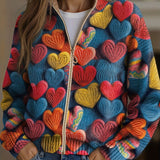 Madeleine | Multicoloured Heart Zip-Up Cardigan
