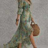 Aurora | Floral Maxi Dress with Romantic Asymmetric Hem