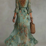 Aurora | Floral Maxi Dress with Romantic Asymmetric Hem