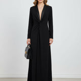 Kara | Long-Sleeve Deep V-Neck Maxi Dress