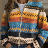 Jenna | Multicoloured Zigzag Knit Zip-Up Cardigan