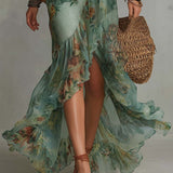 Aurora | Floral Maxi Dress with Romantic Asymmetric Hem