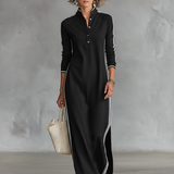 Sweat Maxi Dress with Button Collar