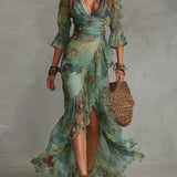 Aurora | Floral Maxi Dress with Romantic Asymmetric Hem