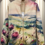 Averil | Scottish Thistle Zip-Up Cardigan