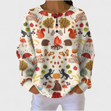 Alma | Cream Coloured Jumper with Autumn Forest Motif