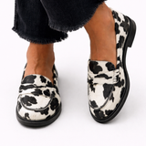 Claria | Cow Print Calf Hair Loafers
