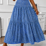 Flowy Ditsy Floral Maxi Skirt with Elasticated High Waist