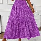 Flowy Ditsy Floral Maxi Skirt with Elasticated High Waist