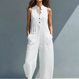 Sleeveless Linen Dungarees