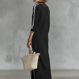 Sweat Maxi Dress with Button Collar