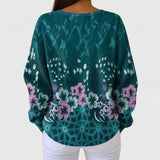 Nora | Petrol Coloured Jumper with Floral Design