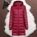 LONG TRANSITIONAL PUFFER JACKET | DARK RED