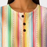 Sara | Jumper with Colourful Striped Pattern and Button Placket