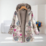 Valentina | Ivory Floral Fleece-Lined Hooded Coat