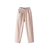 Classic Cotton Linen Trousers with Elasticated Waist