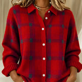 Brittany | Soft Checked knitted jacket with Buttons