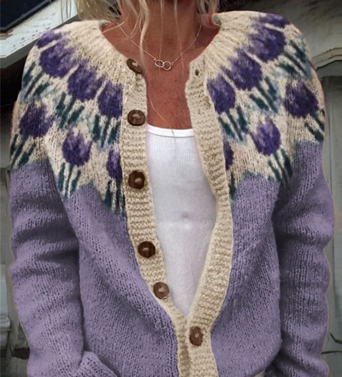 Keira | Sage Green Tulip Knitted Cardigan