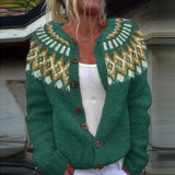 Olivia | Turquoise Fair Isle Knitted Cardigan