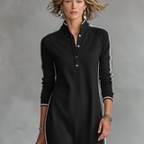 Sweat Maxi Dress with Button Collar