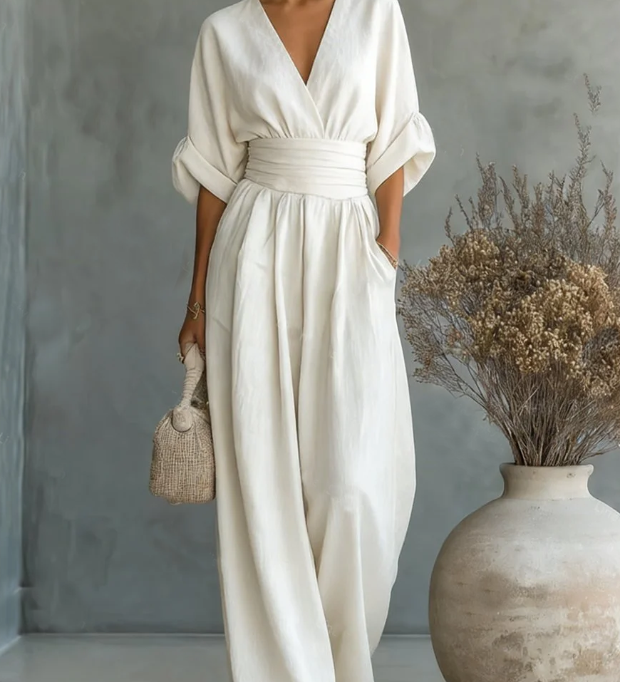 Maja | Elegant V-Neck High-Waisted Jumpsuit