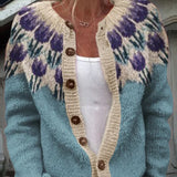 Keira | Sage Green Tulip Knitted Cardigan