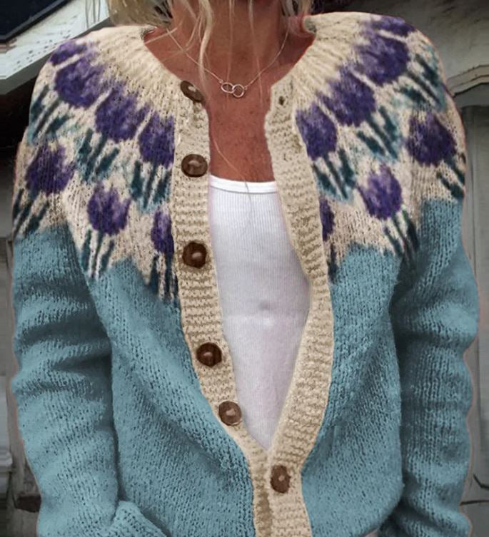 Keira | Sage Green Tulip Knitted Cardigan