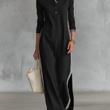 Sweat Maxi Dress with Button Collar