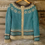 Amelia | Teal Fair Isle Icelandic Cardigan