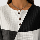 Ella | Black and White Colour-Block Jumper
