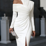 Petra | Evening Dress with High Collar & One Shoulder