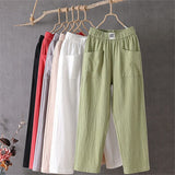 Classic Cotton Linen Trousers with Elasticated Waist