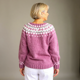 Mia | Orchid Pink Snowflake Icelandic Cardigan