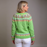 Ruby | Lime Green Floral Icelandic Cardigan