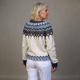 Kara | Cream and Teal Icelandic Cardigan