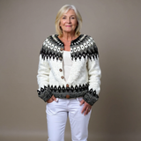Ava | Cream and Black Icelandic Cardigan