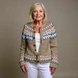 Cleo | Camel and Teal Icelandic Cardigan