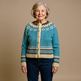 Amelia | Teal Fair Isle Icelandic Cardigan