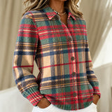 Gloria | Multicoloured Checked knitted jacket with Buttons