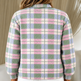 Maggie | Pastel Checked knitted jacket with Buttons