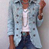Isabella | Pale Blue Paisley Ruffle Jacket
