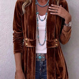 Avery | Rust Velvet Open-Front Jacket